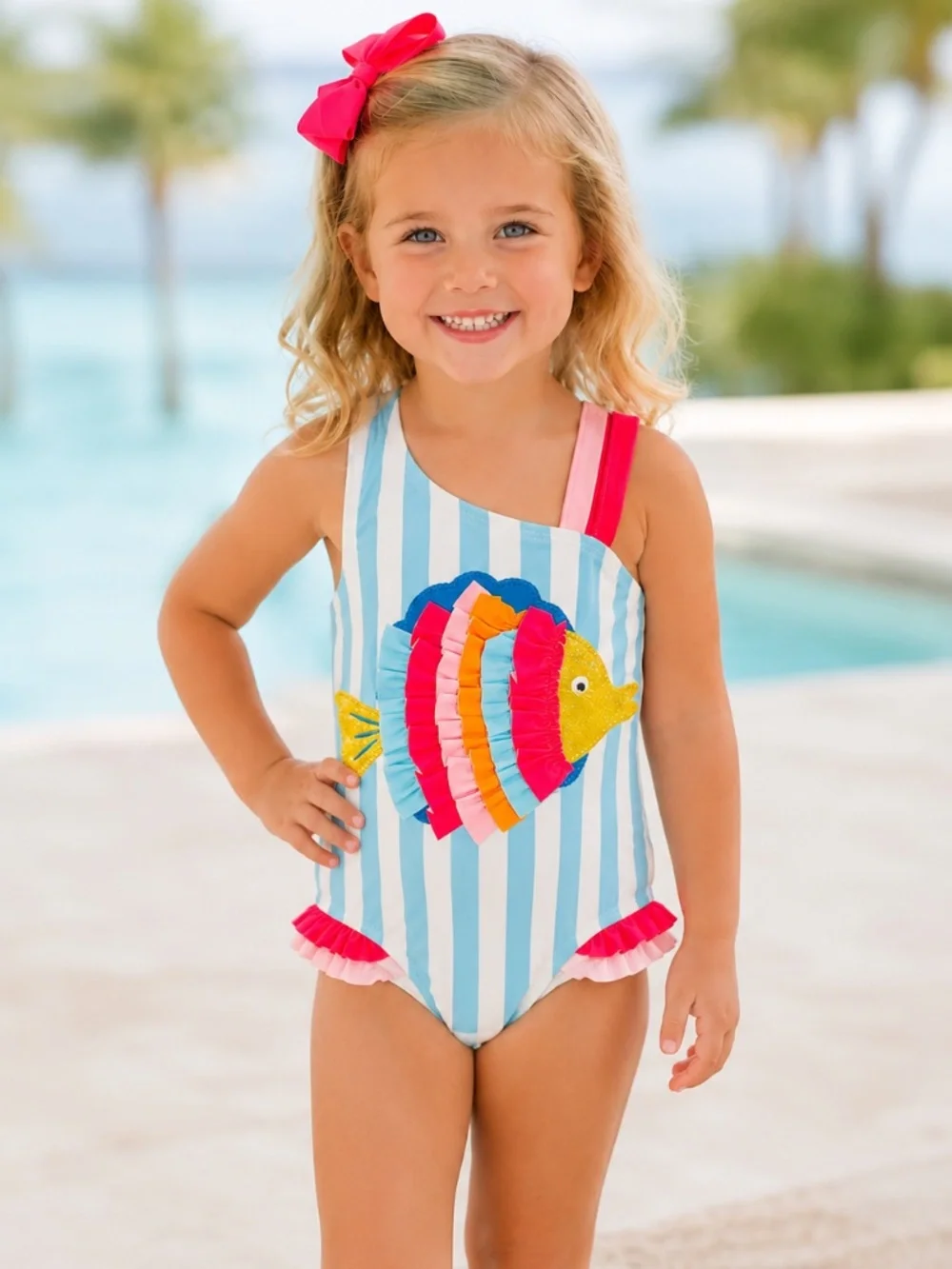 NWT Mud Pie Ruffle Fish Swimsuit in 3T